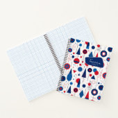 Retro Geometrische Abstract Pat#9 Navy Red ID1067 Notitieboek (Binnen)