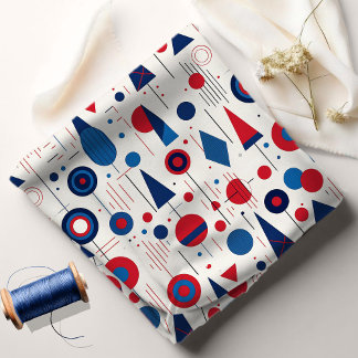 Retro Geometrische Abstract Pat#9 Navy Red ID1067 Stof