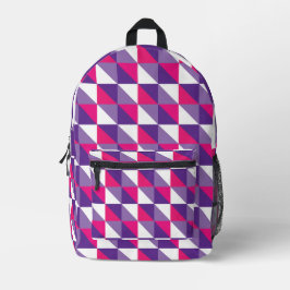 Retro Geometrische Abstract Roze Paarse & Wit Bedrukte Rugzak