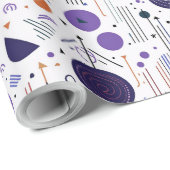 Retro Geometrische Abstracte Pat3 Paarse Sinaasapp Cadeaupapier (Rol Hoek)