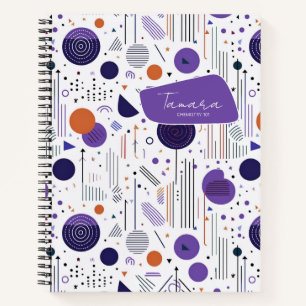 Retro Geometrische Abstracte Pat3 Paarse Sinaasapp Notitieboek