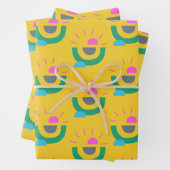 Retro Geometrische Abstracte Zonneschijn Patroon G Inpakpapier Vel (In situ)