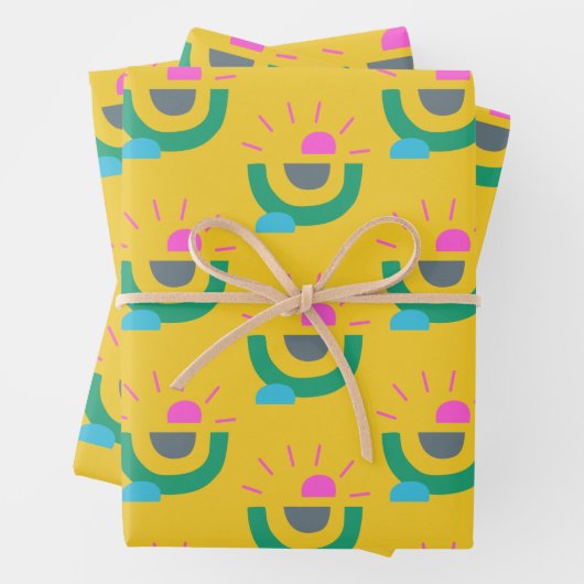 Retro Geometrische Abstracte Zonneschijn Patroon G Inpakpapier Vel (In situ)