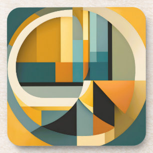 Retro Geometrische Abstractie Cirkels en Rechthoek Bier Onderzetter