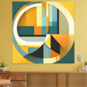 Retro Geometrische Abstractie Cirkels en Rechthoek Canvas Afdruk (Insitu (Woonkamer))