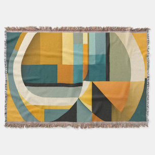 Retro Geometrische Abstractie Cirkels en Rechthoek Deken