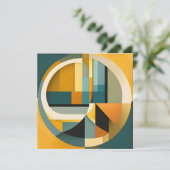 Retro Geometrische Abstractie Cirkels en Rechthoek Feestdagenkaart (Staand voorkant)