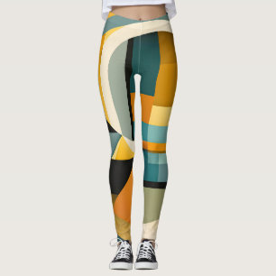 Retro Geometrische Abstractie Cirkels en Rechthoek Leggings