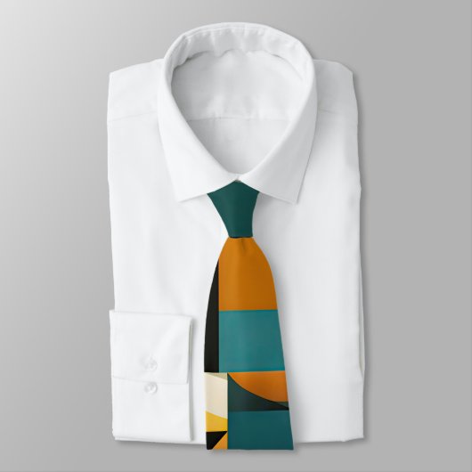 Retro Geometrische Abstractie Cirkels en Rechthoek Stropdas (Gebonden)