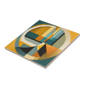Retro Geometrische Abstractie Cirkels en Rechthoek Tegeltje (Zijkant)