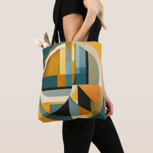 Retro Geometrische Abstractie Cirkels en Rechthoek Tote Bag