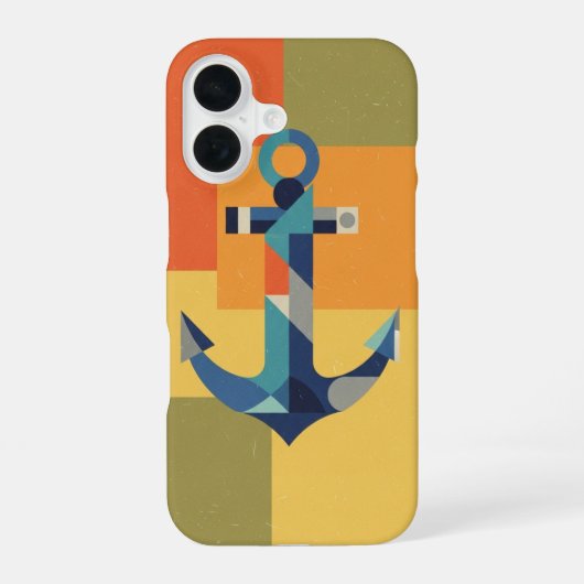 Retro Geometrische Anker iPhone 16 Hoesje (Achterkant)
