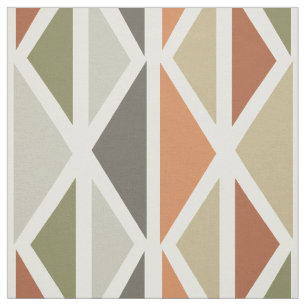 Retro Geometrische Art Driehoeken Groen Sinaasappe Stof