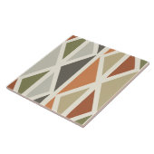 Retro Geometrische Art Driehoeken Groen Sinaasappe Tegeltje (Zijkant)