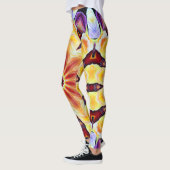 Retro geometrische artdecotrilkleuren leggings (Links)