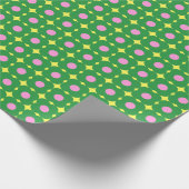 Retro Geometrische Bloemen in Roze en Groen Cadeaupapier (Hoek)