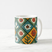 Retro Geometrische Bloemen Mok (Voorkant rechts)