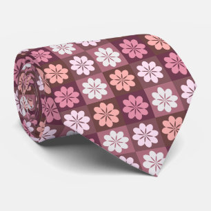 Retro geometrische bloemenpatroon Stropdas