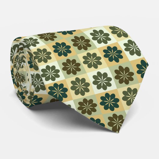 Retro geometrische bloemenpatroon Stropdas (Opgerold)
