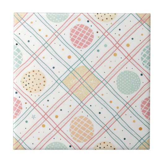 Retro geometrische cirkel | Mid-Century Abstract ( Tegeltje (Voorkant)