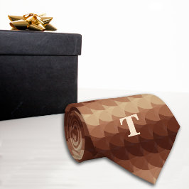 Retro geometrische cirkels Bruin monogram Stropdas