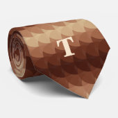Retro geometrische cirkels Bruin monogram Stropdas (Opgerold)