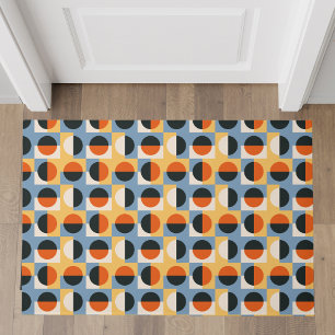 Retro geometrische cirkels en pleinen kleurrijk deurmat