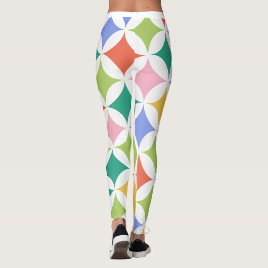 Retro geometrische cirkels Patroonkleurig Abstract Leggings (Achterkant)
