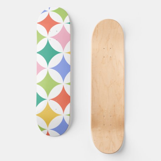 Retro geometrische cirkels Patroonkleurig Abstract Persoonlijk Skateboard (Voorkant)