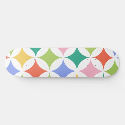 Retro geometrische cirkels Patroonkleurig Abstract Persoonlijk Skateboard (Horizontaal)