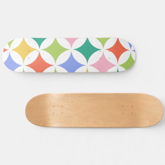 Retro geometrische cirkels Patroonkleurig Abstract Persoonlijk Skateboard (Horizontaal)