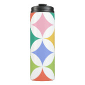 Retro geometrische cirkels Patroonkleurig Abstract Thermosbeker (Voorkant)