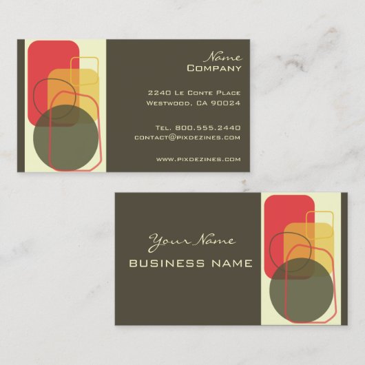 Retro Geometrische design/DIY achtergrondkleur! Visitekaartje (Voorkant / Achterkant)