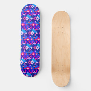 Retro geometrische diamanten in paars en roze persoonlijk skateboard