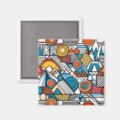 Retro Geometrische Doodle Art Compositie Magneet (Voorkant / Achterkant)