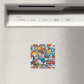 Retro Geometrische Doodle Art Compositie Magneet (Insitu (Vaatwasser))