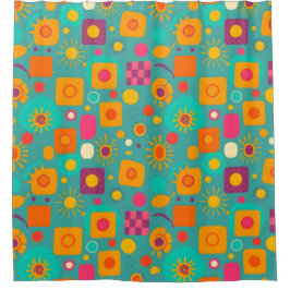 Retro Geometrische Douchegordijn – Funky & Fun