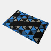 Retro geometrische driehoeken Blue Silver Deurmat (Schuin)