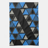 Retro geometrische driehoeken Blue Silver Theedoek (Verticaal)