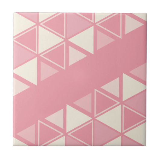 Retro Geometrische driehoeken Roze Vanilla Tegeltje (Voorkant)