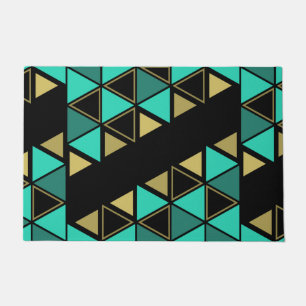 Retro Geometrische driehoeken Turquoise Gold Deurmat
