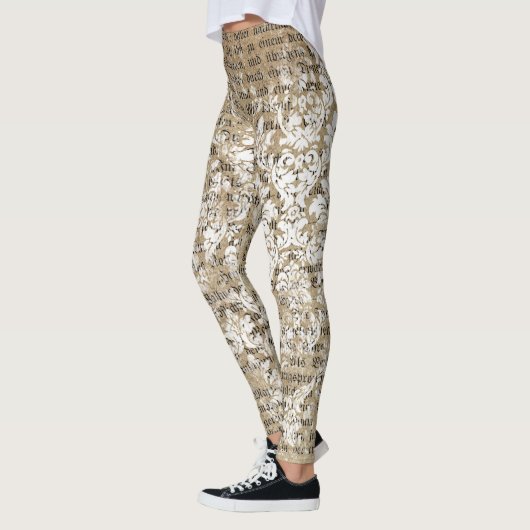 Retro Geometrische Ephemera Patronen Vrouwen Leggings (Links)