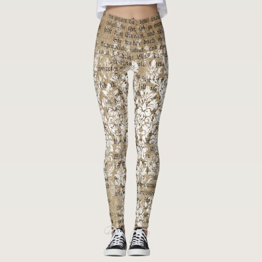 Retro Geometrische Ephemera Patronen Vrouwen Leggings (Voorkant)