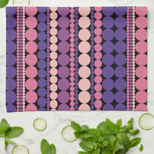 Retro geometrische gestippelde strepen theedoek (Gevouwen)