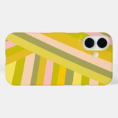 Retro geometrische gestreepte zomerlimoen groen ro Case-Mate iPhone case (Achterkant (horizontaal))