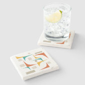 Retro geometrische hoeken Mid Century Modern Stenen Onderzetter (Zijkant)