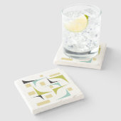 Retro geometrische hoeken Mid Century Modern Stenen Onderzetter (Zijkant)