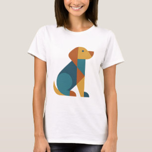 Retro Geometrische Hond – Mid-Century Pet Art T-shirt