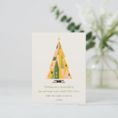 Retro Geometrische Kerstboom Blush Mosterd Groen Feestdagenkaart (Staand voorkant)