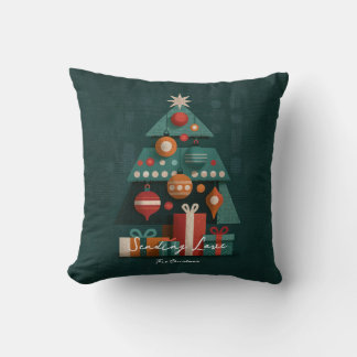 Retro geometrische kerstboom kussen